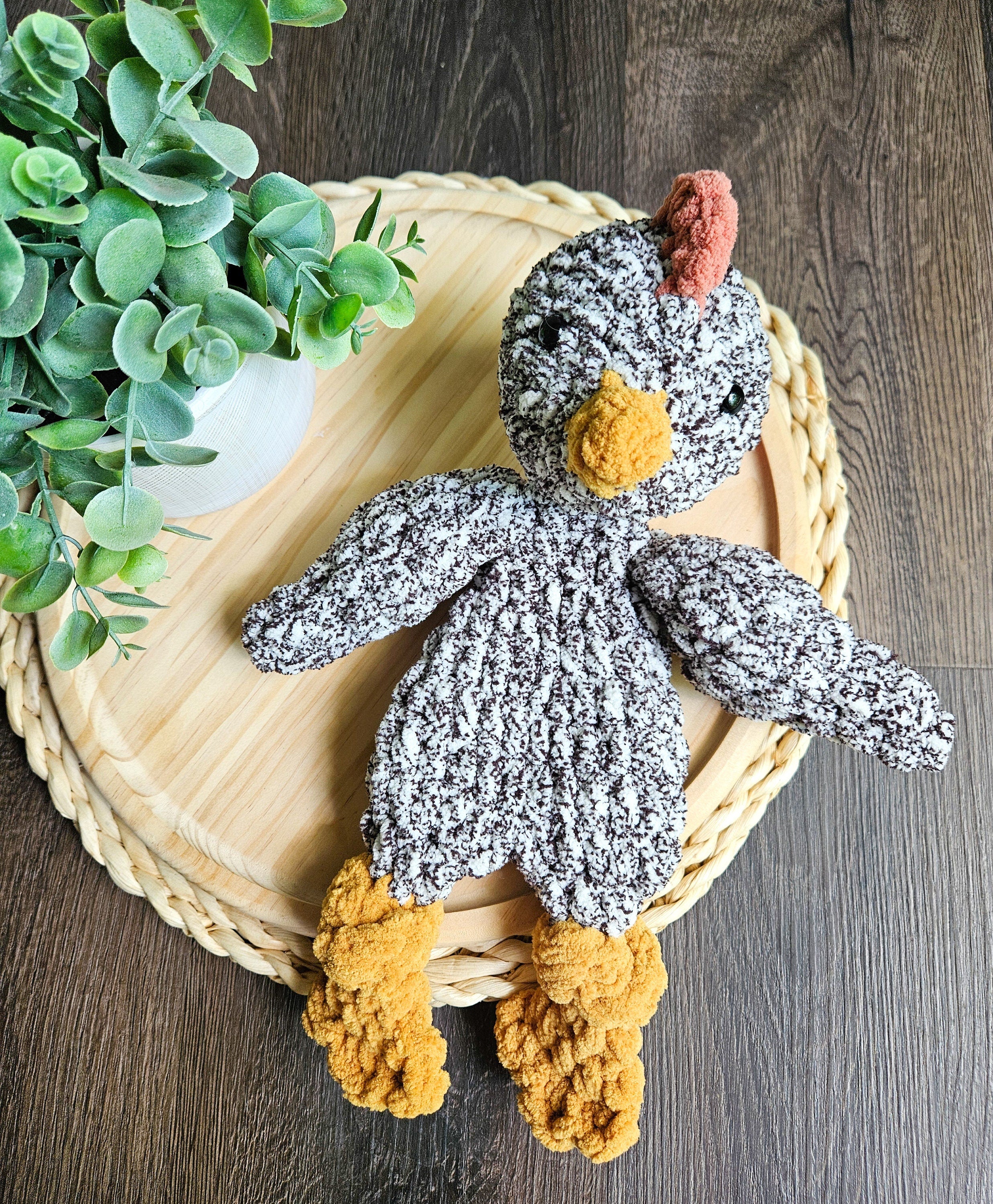 Crochet Chicken Lovey, Farm Animal Snuggler