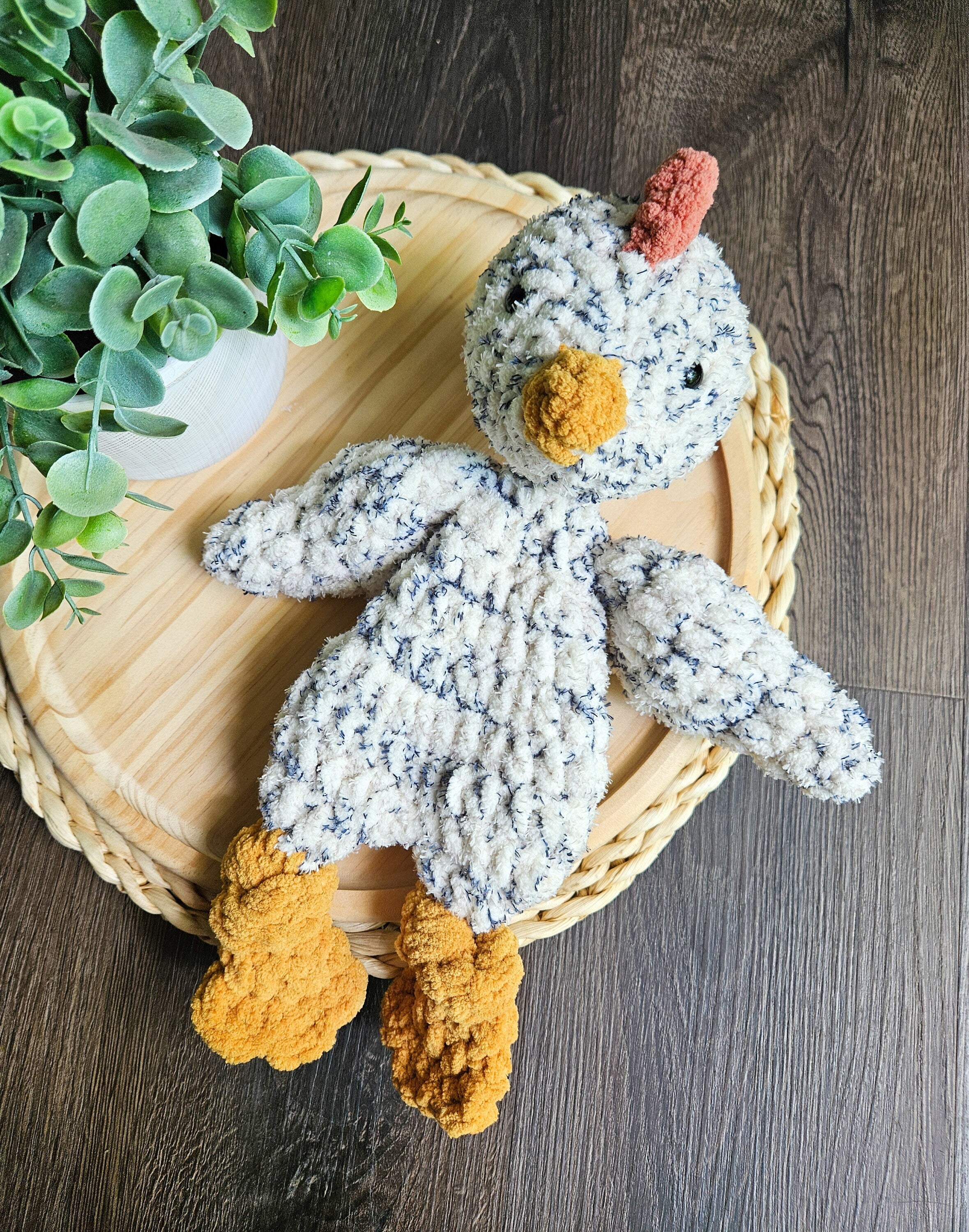 Crochet Chicken Lovey, Farm Animal Snuggler