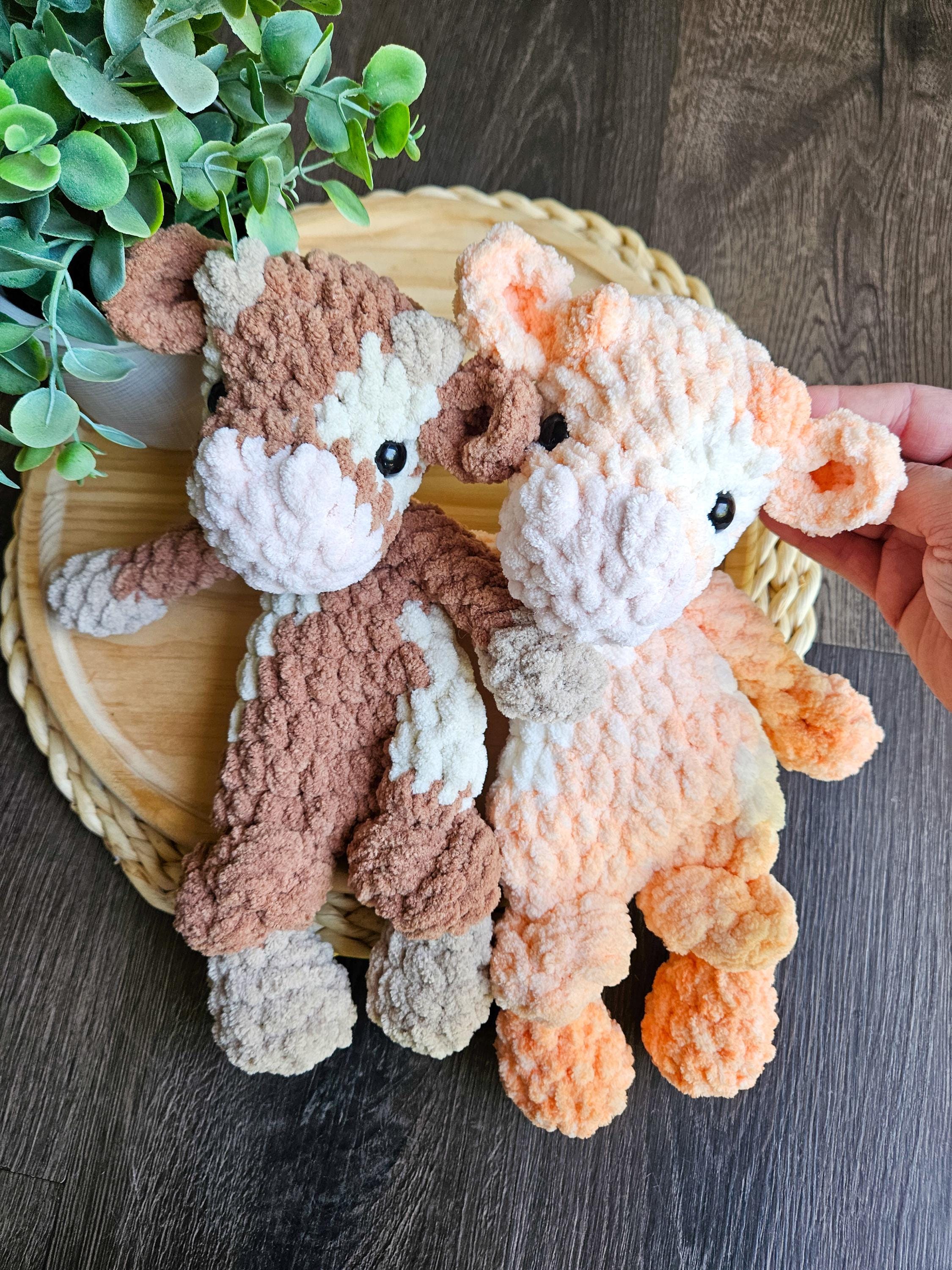 Crochet Cow Snuggler, Handmade Farm Cow Lovey, Crochet Farm Animal Cow Nursery Animal