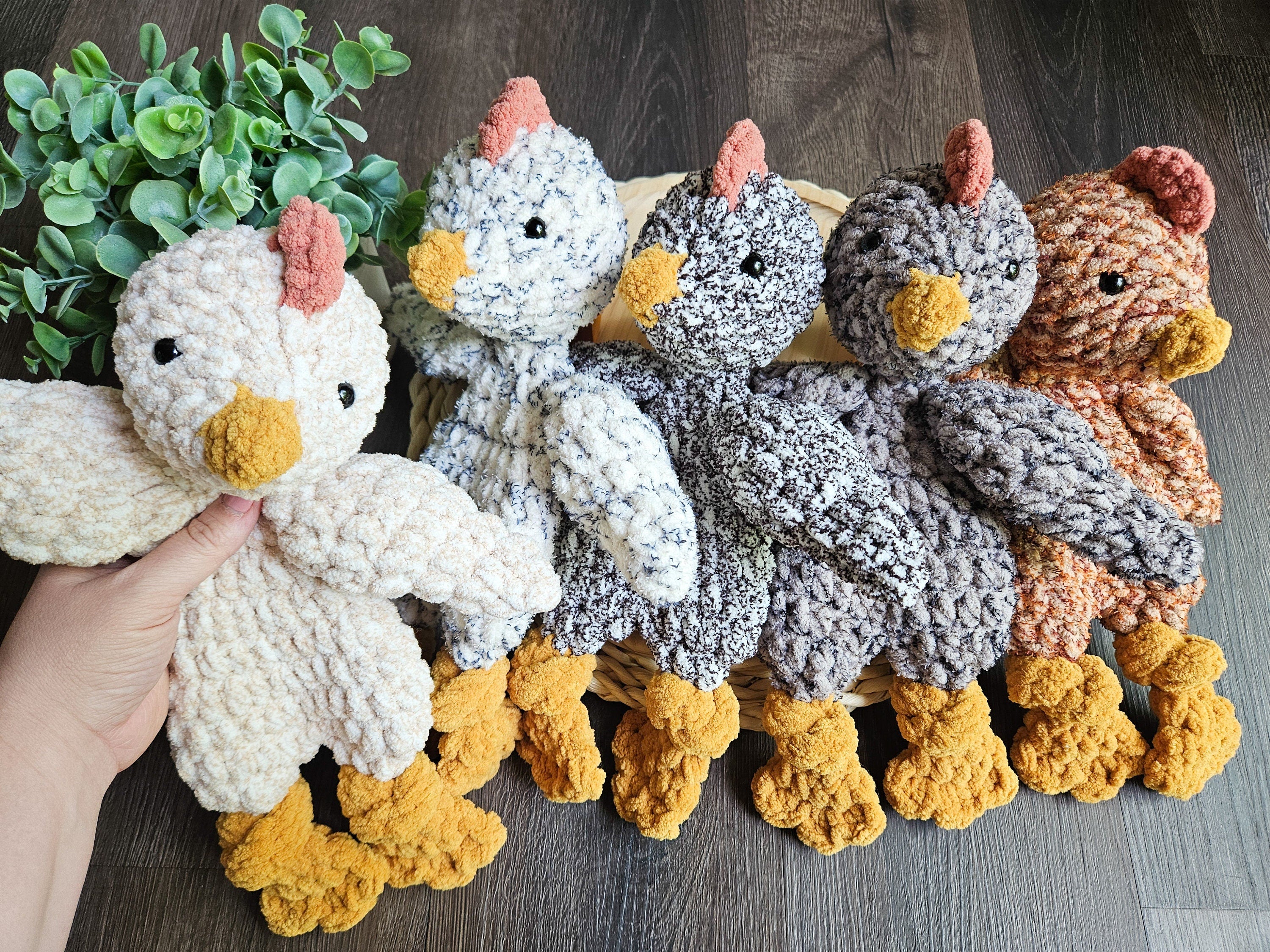 Crochet Chicken Lovey, Farm Animal Snuggler