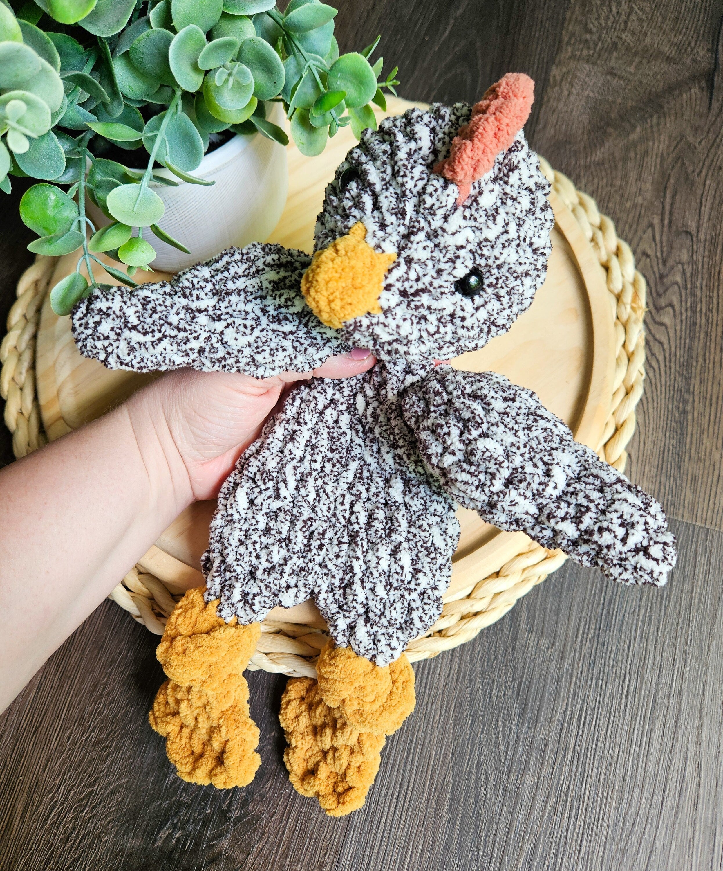 Crochet Chicken Lovey, Farm Animal Snuggler