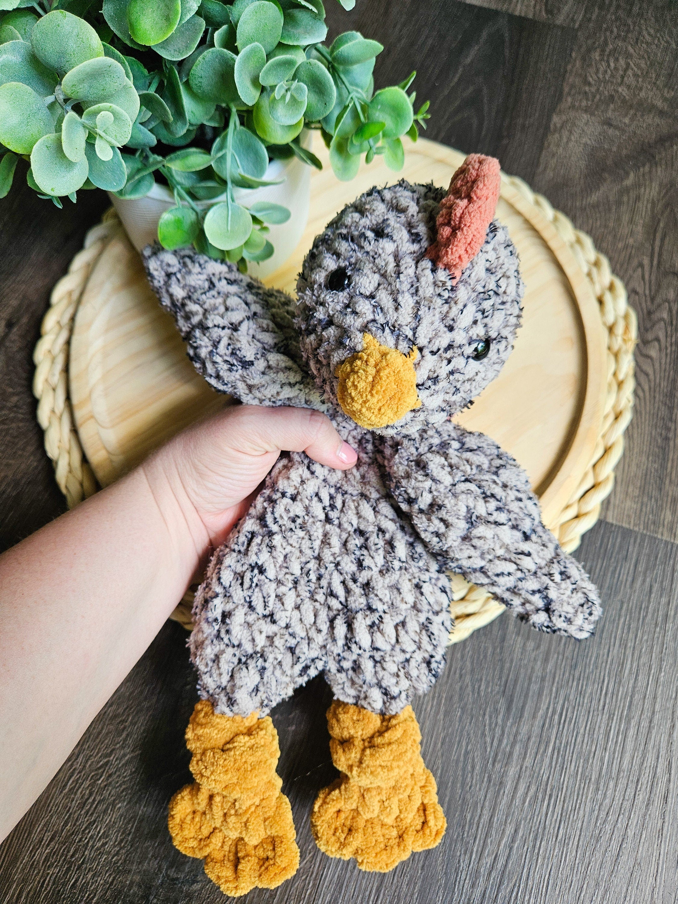 Crochet Chicken Lovey, Farm Animal Snuggler