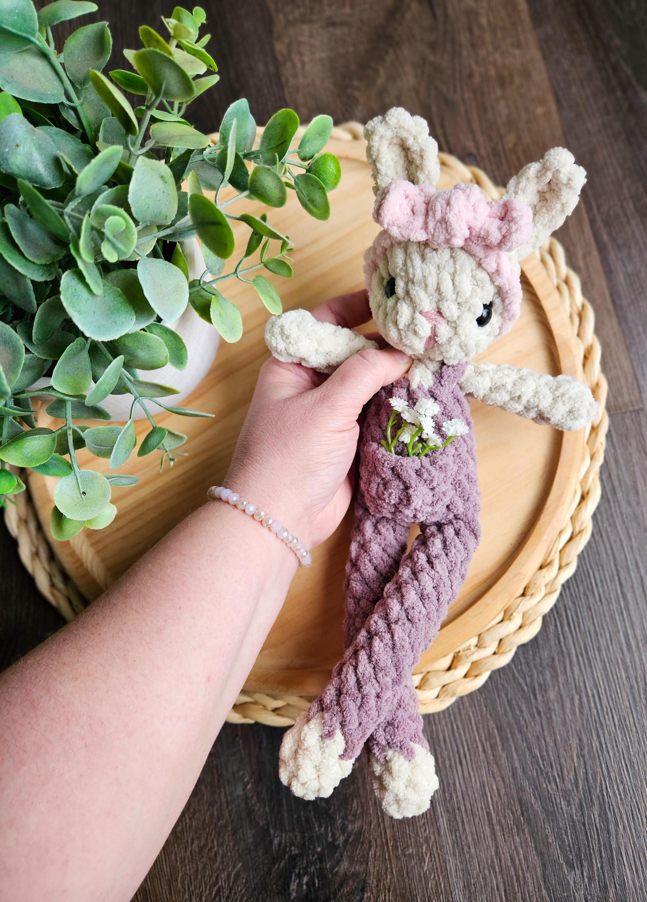 Bunny Crochet Fable Friend, Crochet Bunny, Handmade Bunny in Overalls