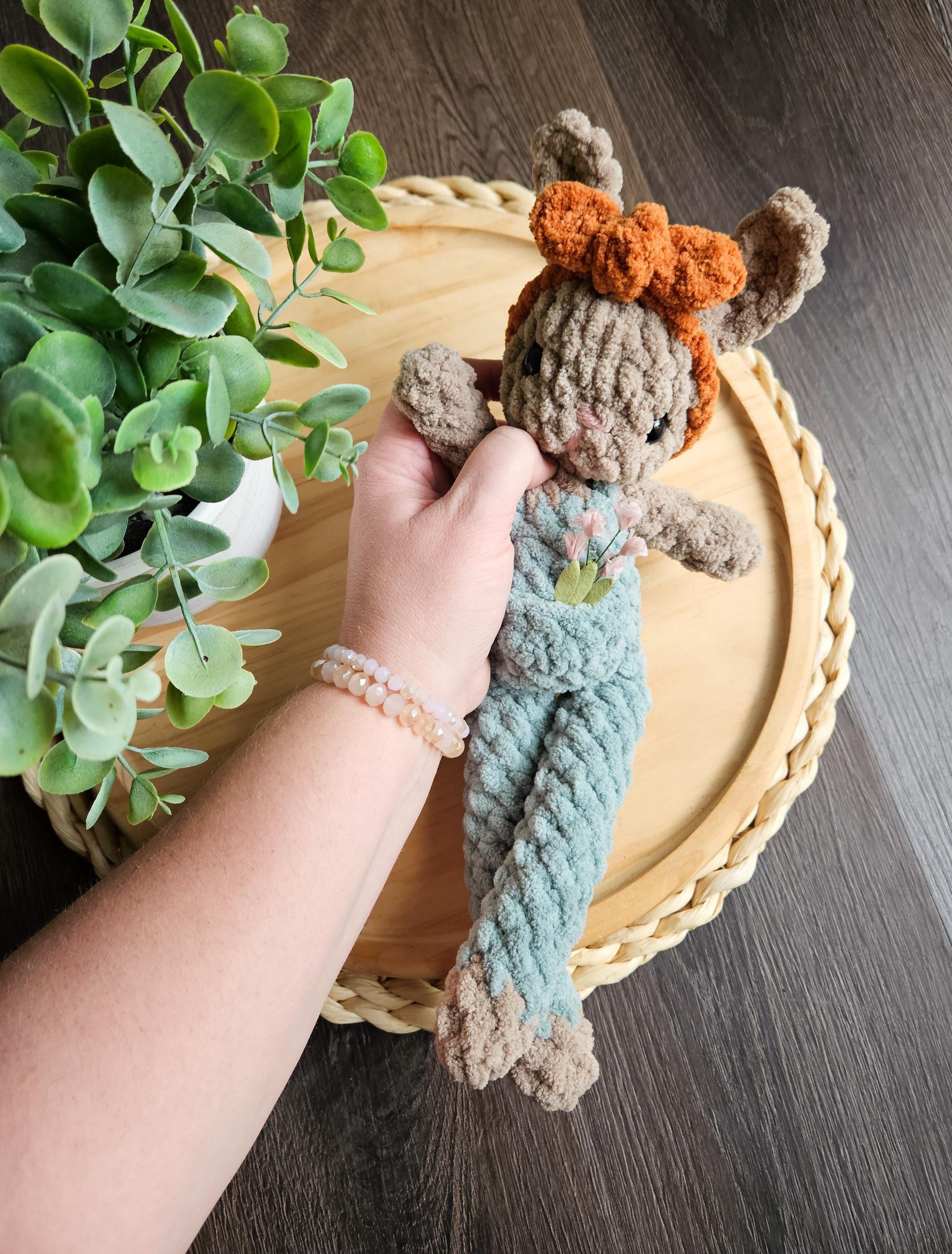 Bunny Crochet Fable Friend, Crochet Bunny, Handmade Bunny in Overalls