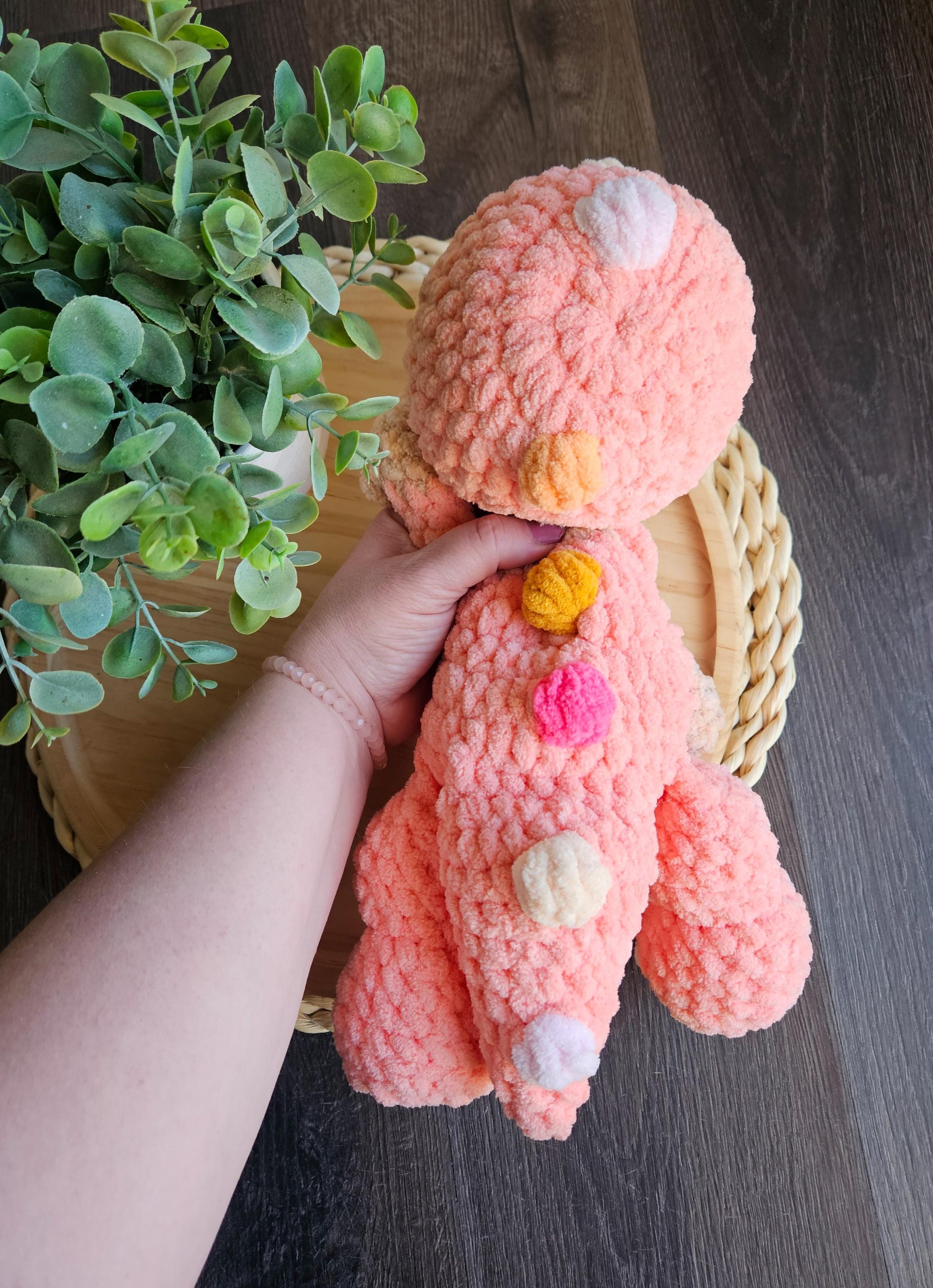 Crochet Baby Doll Dinosaur Lovey, Crochet Dino Doll, Handmade Dinosaur Bonnet Doll