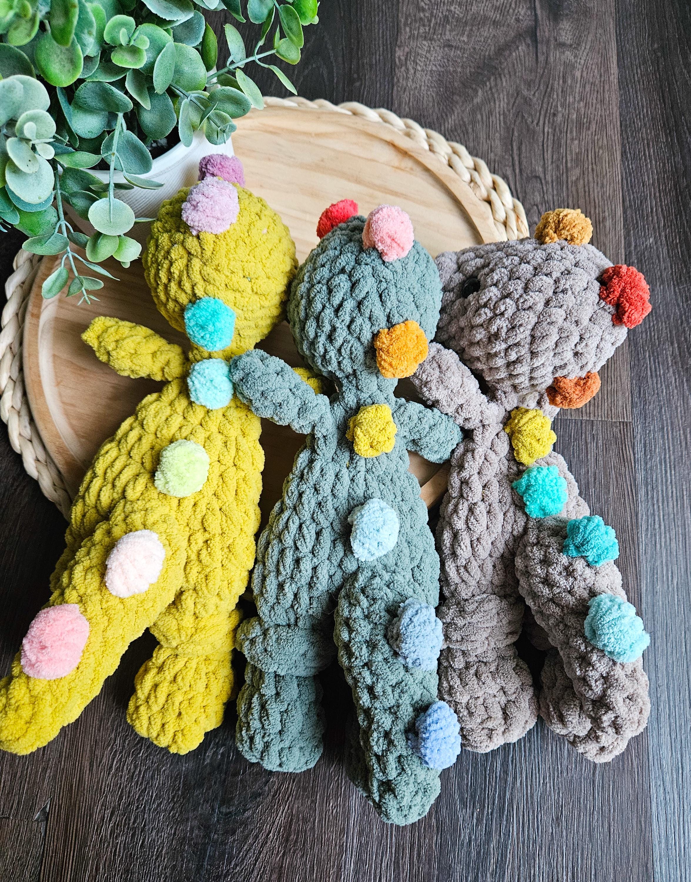 Crochet Dinosaur Snuggler, Handmade Dino Lovey, Dinosaur Crochet Lovey