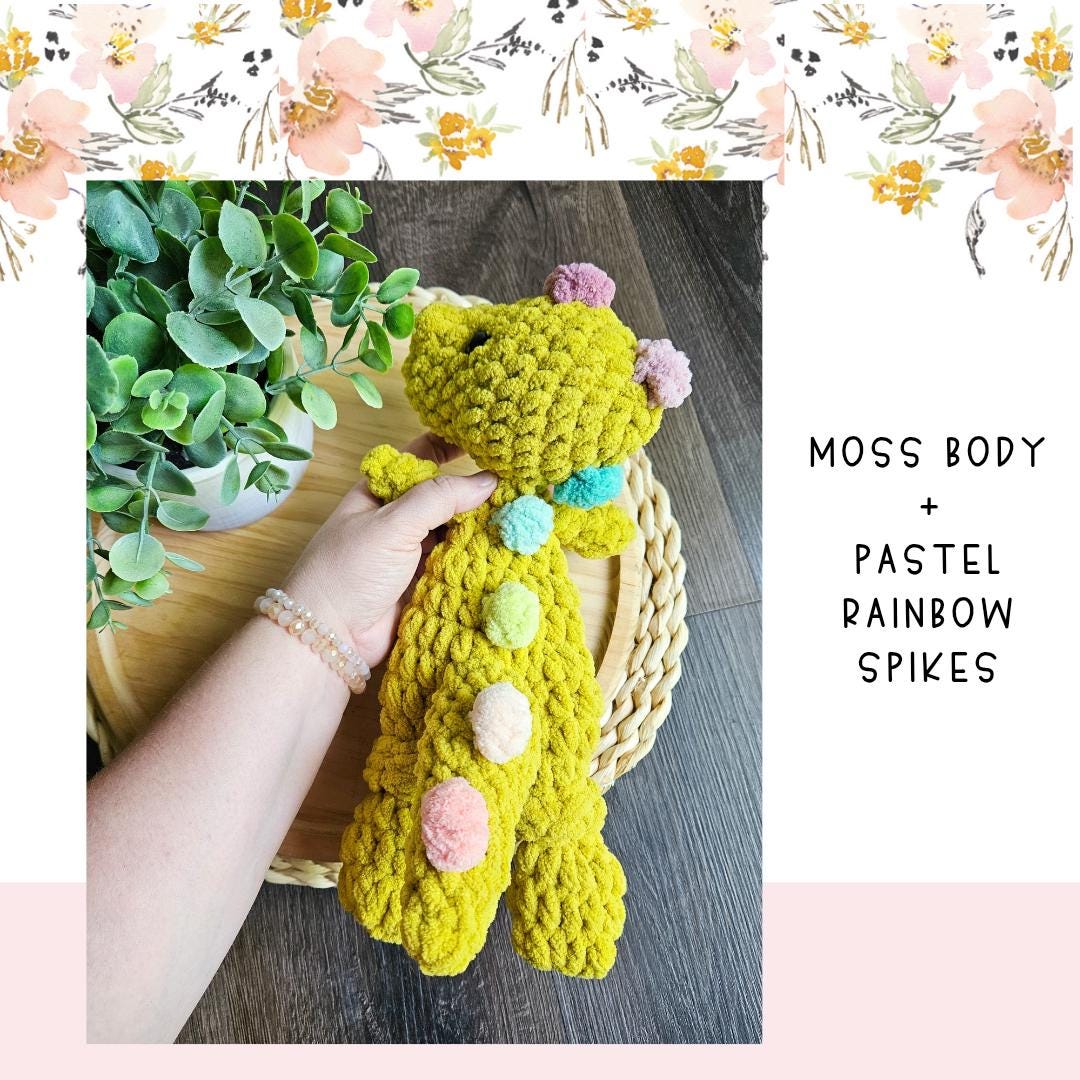 Crochet Dinosaur Snuggler, Handmade Dino Lovey, Dinosaur Crochet Lovey