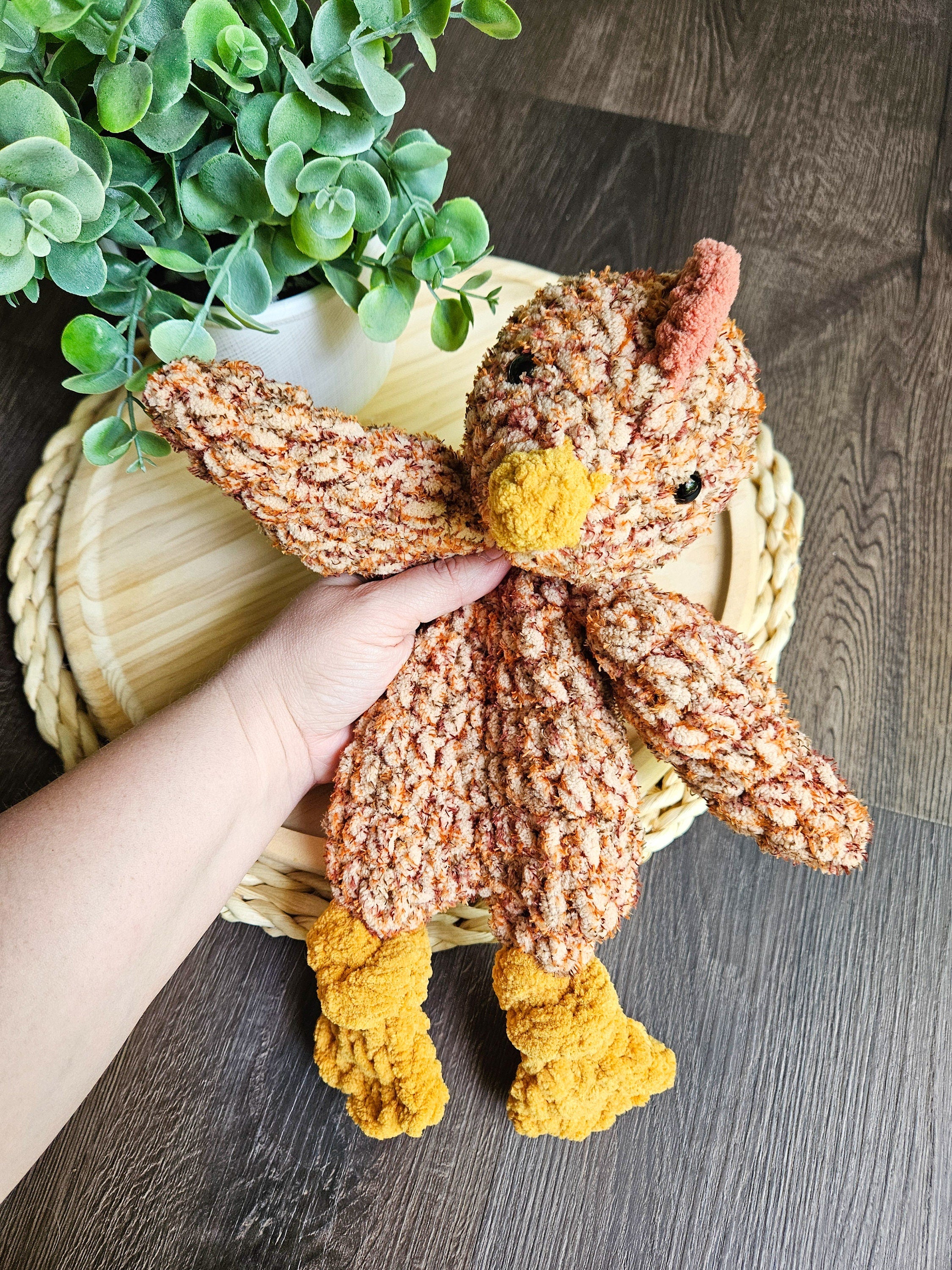 Crochet Chicken Lovey, Farm Animal Snuggler