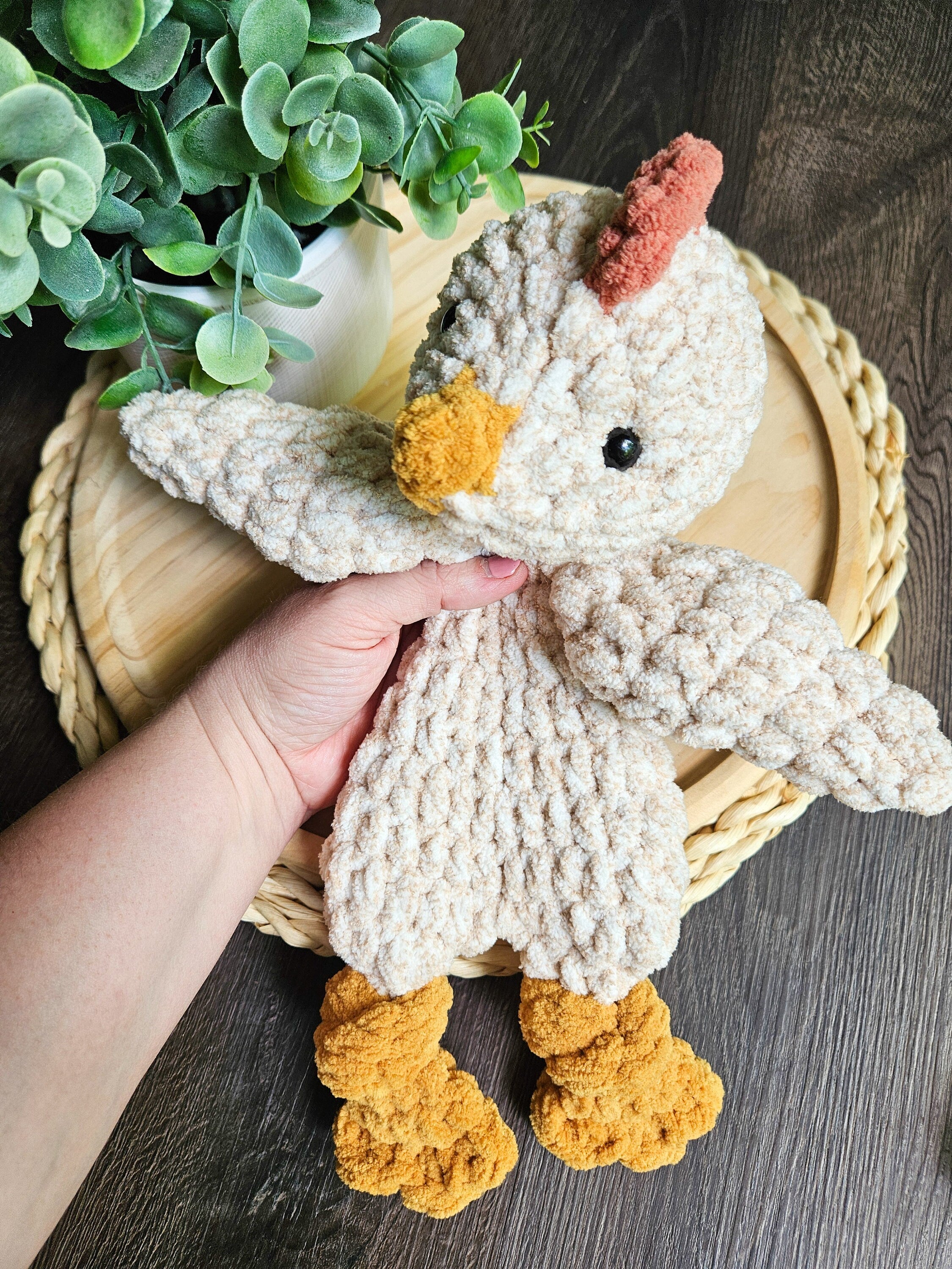 Crochet Chicken Lovey, Farm Animal Snuggler