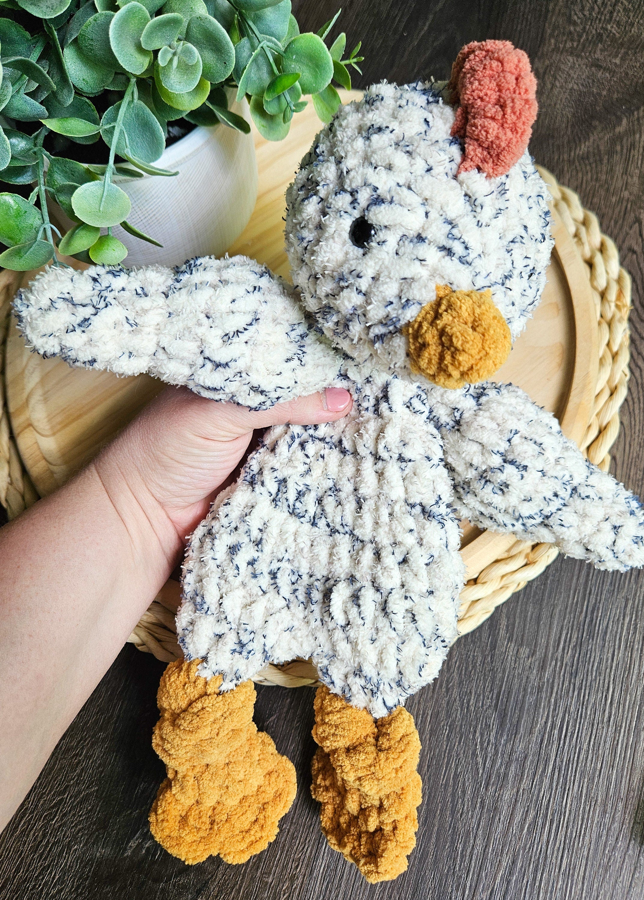 Crochet Chicken Lovey, Farm Animal Snuggler