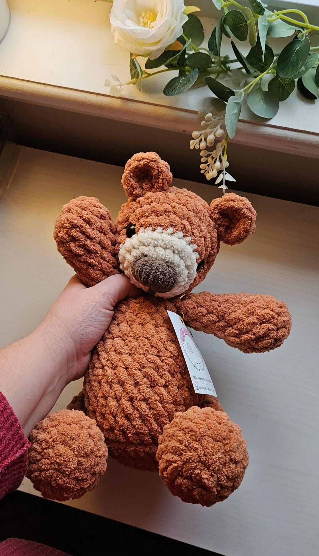 Crochet Baby Bear Stuffie, Handmade Bear Plushie, Bear Crochet, Crochet Woodland Bear